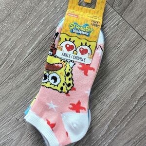 Brand New with Tags SpongeBob Square Pants Ankle Crew Socks 3 Pack